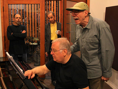 Ted Howe with Chris Colangelo, Joe LaBarbera, GiacomoGates recording in the studio.